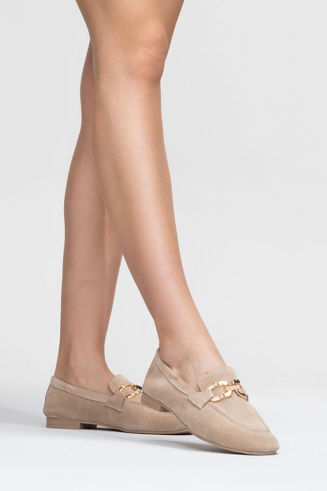 kadin-deri-tokali-loafer-BEJ SUET-KYL252710-0090677_0